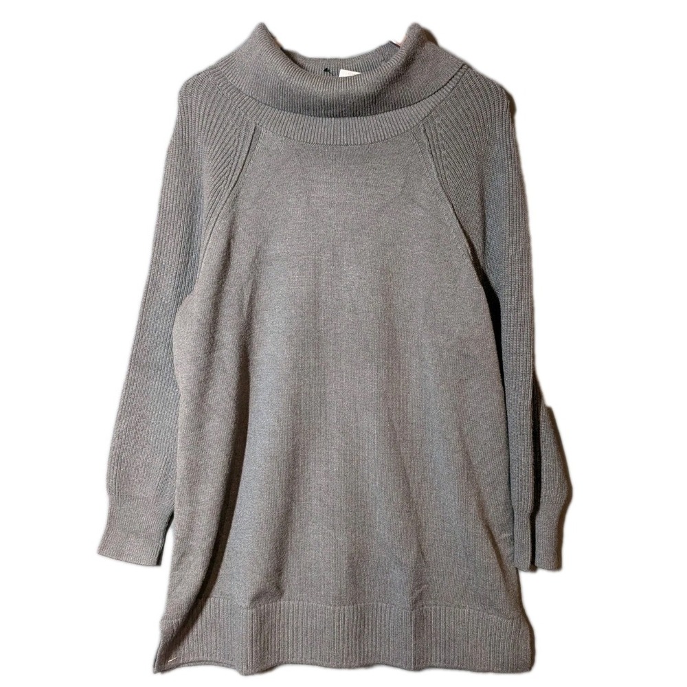 Lane Bryant 18/20 Gray Cowl Neck Sweater‎ Tunic NWT Longline Ribbed Pullover